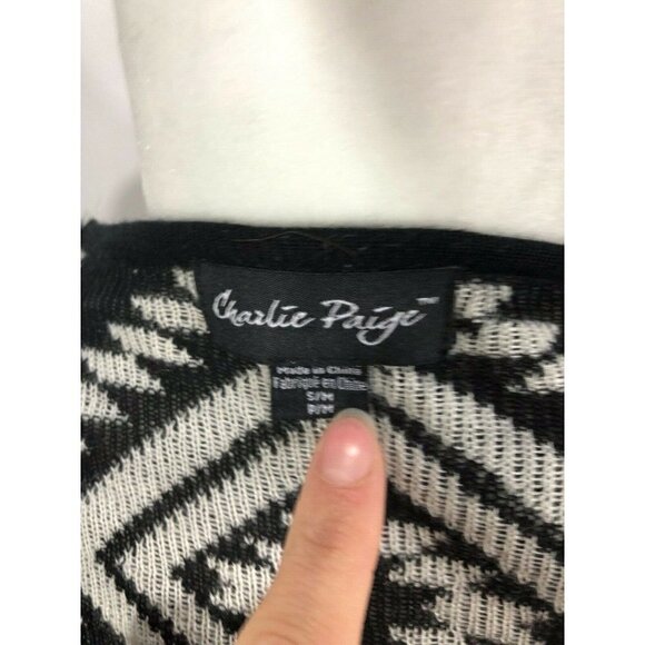 Charlie Paige Cascade Cardigan black white tribal print size S/M open front - Picture 6 of 6